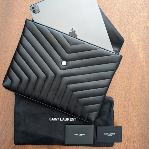 SAINT LAURENT YSL  Matelassé Loulou Black Leather Clutch - Picture 3 of 7